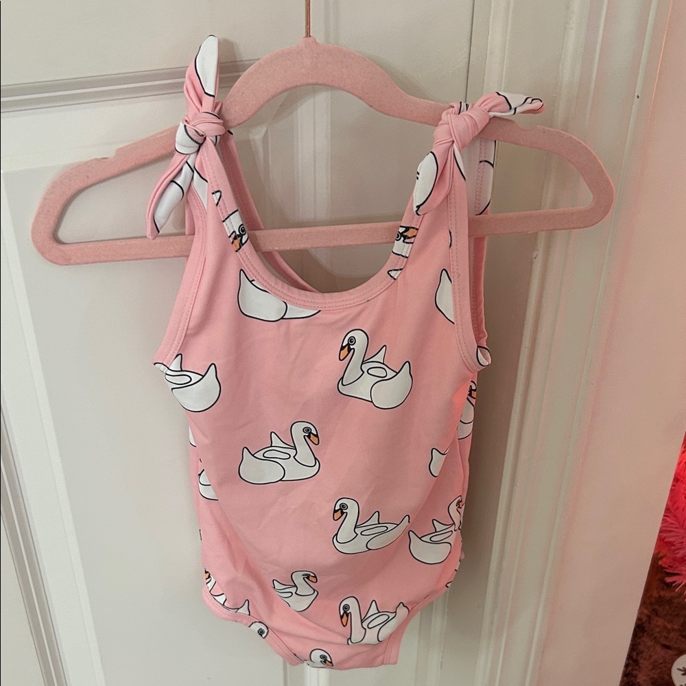 Pink Swan Print Swimsuit Monica and Andy size 5T